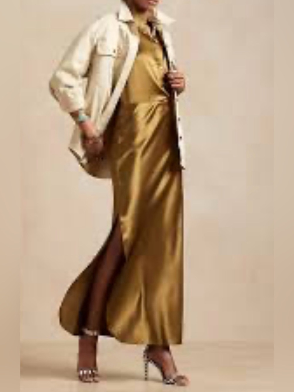 Banana Republic Dreamer Silk Maxi Skirt and shirt pit to pit 20 (mix43)read 👇
